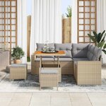 vidaXL Ensemble de canapé de jardin 8 Pièces Beige polyrotin