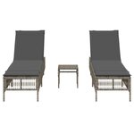 vidaXL Chaises longues lot de 2 avec table gris résine tressée