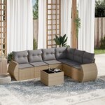 vidaXL Salon de jardin avec coussins 7 Pièces beige résine tressée