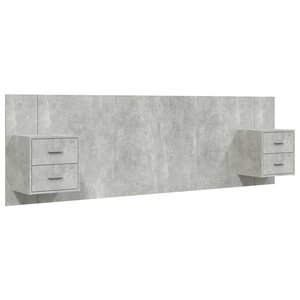 vidaXL Tête de lit avec armoires Gris béton Bois d'ingénierie