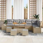vidaXL Ensemble de canapé de jardin 10 Pièces Beige Poly rotin
