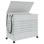 vidaXL Panier à linge avec roulettes blanc 66x35x60 cm résine tressée