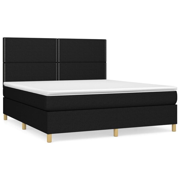 vidaXL Sommier à lattes de lit avec matelas Noir 160x200 cm Tissu