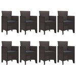 vidaXL Ensemble salle à manger jardin 9 pièces avec coussins Marron Poly Rattan