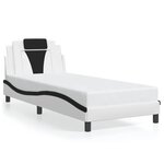 vidaXL Cadre de lit sans matelas blanc et noir 90x190 cm similicuir