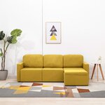 vidaXL Canapé-lit modulaire 3 places Jaune Tissu