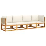 vidaXL Salon de jardin avec coussins 4 Pièces bois d'acacia massif