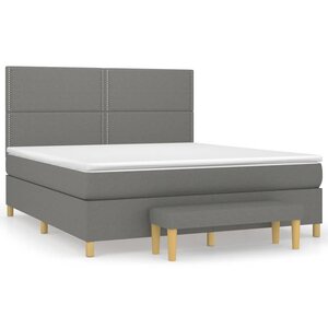 vidaXL Sommier à lattes de lit avec matelas Gris foncé 160x200cm Tissu