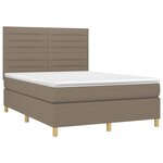vidaXL Sommier à lattes de lit et matelas et LED Taupe 140x200cm Tissu