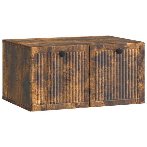 vidaXL Meuble TV mural Chêne fumé 59 5 x 41 x 30 cm Bois d'ingénierie