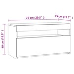 vidaXL Meuble TV avec lumières LED Gris béton 75x35x40 cm