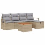 vidaXL Ensemble de canapé de jardin 6 Pièces Beige Poly rotin