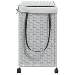 vidaXL Panier à linge avec roulettes blanc 60x35x60 5cm résine tressée