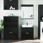 vidaXL Meubles de salle de bain 3 Pièces BERG noir bois de pin massif