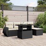 vidaXL Salon de jardin 6 Pièces avec coussins noir résine tressée