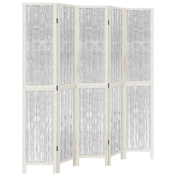 vidaXL Cloison de séparation 5 panneaux blanc bois de paulownia massif