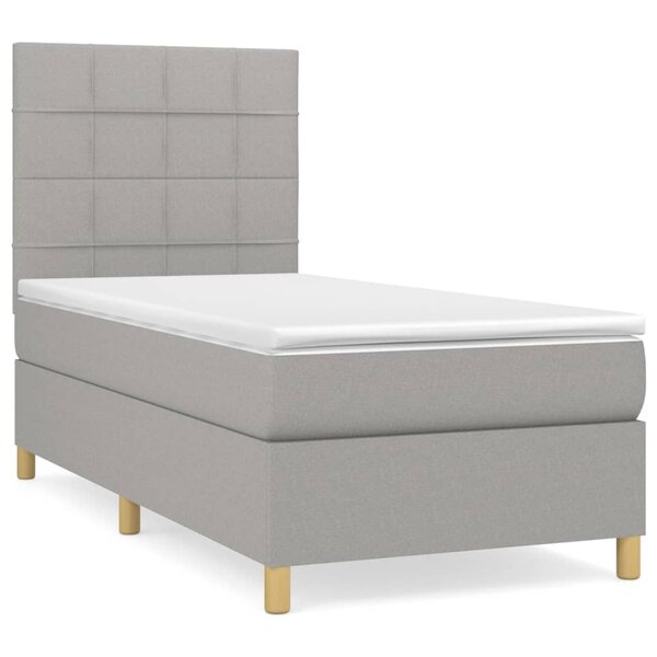 vidaXL Sommier à lattes de lit avec matelas Gris clair 100x200cm Tissu