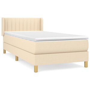 vidaXL Sommier à lattes de lit avec matelas Crème 100x200 cm Tissu