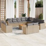 vidaXL Salon de jardin et coussins 14 Pièces mélange beige résine tressée