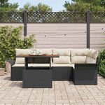 vidaXL Ensemble de canapé de jardin avec coussin 6 Pièces Noir et crème