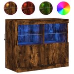 vidaXL Buffet avec lumières LED chêne fumé 81x37x67 cm
