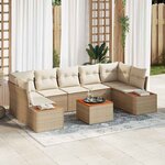 vidaXL Ensemble de canapé de jardin 8 Pièces Beige Poly rotin