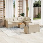 vidaXL Salon de jardin avec coussins 10 Pièces beige résine tressée