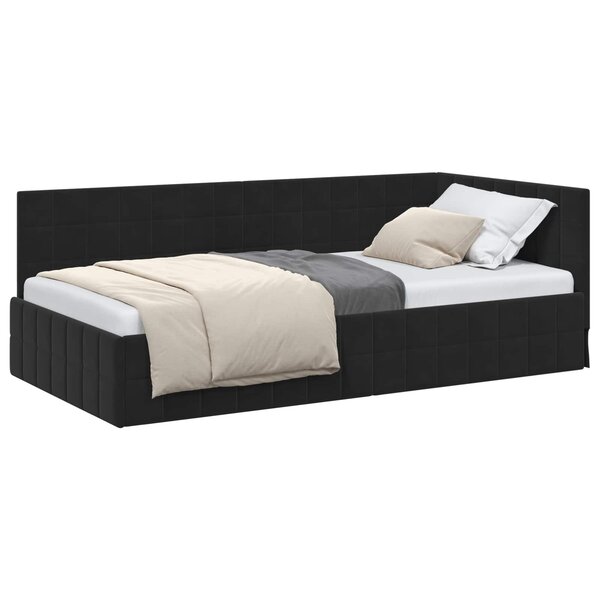 vidaXL Cadre de lit d'angle Noir 90 x 200 cm Velours