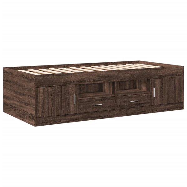 vidaXL Lit de jour et tiroirs chêne marron 100x200cm bois d'ingénierie