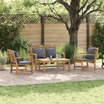 Ensemble de canapé de jardin 4 Pièces Naturel Bois de teck solide