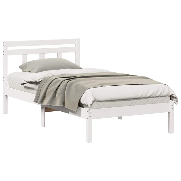 vidaXL Cadre de lit Blanc 75 x 190 cm Pin massif