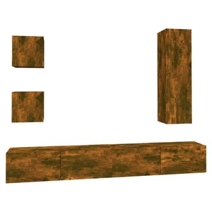 vidaXL Ensemble de meubles TV 5 Pièces Chêne fumé Bois d'ingénierie