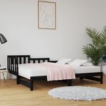 vidaXL Lit coulissant sans matelas noir 2x(90x190) cm
