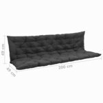 vidaXL Coussin de Chaise Balançoire Anthracite 200 x 49 x 6 cm