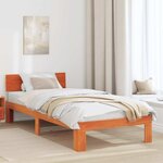 vidaXL Cadre de lit avec tête de lit marron ciré 80x200 cm en bois de pin massif