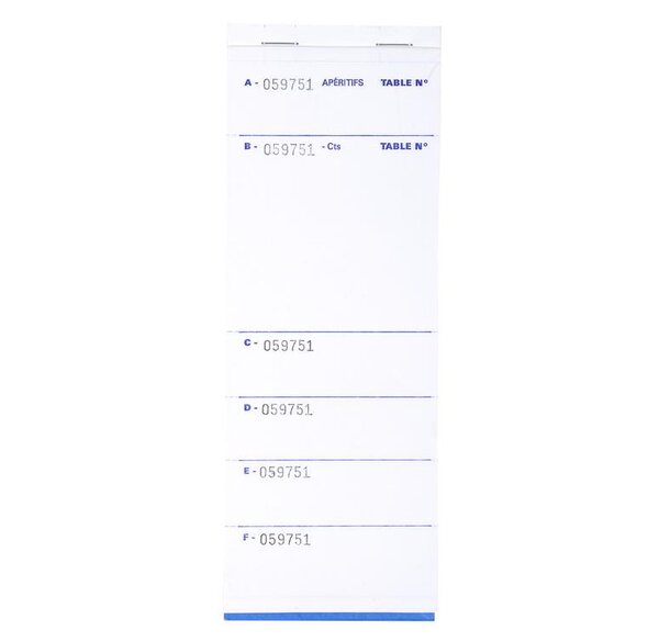 Bloc Brasserie 50 feuillets autocopiants numérotés en dupli Format 9 ,6x26 cm EXACOMPTA