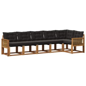 vidaXL Ensemble de canapés d'extérieur 6 Pièces Naturel et noir
