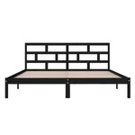 vidaXL Cadre de lit Noir 135x190 cm Double Bois massif