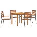 Ensemble de salle à manger de jardin 5 pièces vidaXL Gris Poly Rattan Acacia