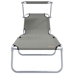 vidaXL Transat 2-personne 2 Pièces Gris 58 x 188 x 77cm tissu