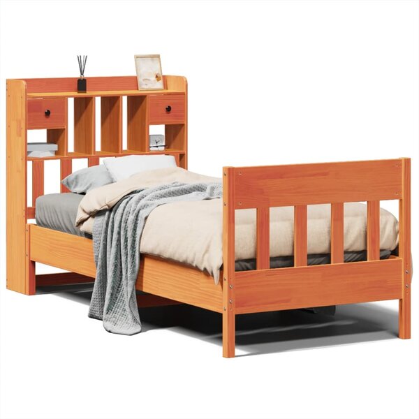 vidaXL Cadre de lit sans matelas cire marron 75x190 cm bois pin massif