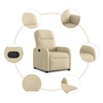 vidaXL Fauteuil inclinable Crème Tissu