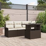 vidaXL Ensemble de Canapés de Jardin 5 Pièces avec Coussins Marron Poly Rattan