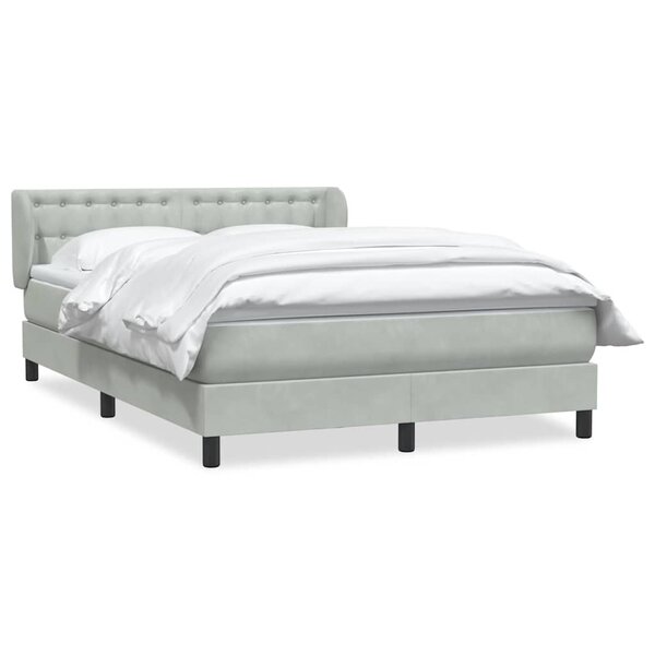 vidaXL Sommier à lattes de lit et matelas gris clair 160x220cm velours