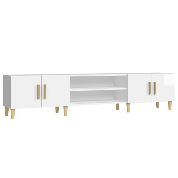 vidaXL Meuble TV blanc brillant 180x31 5x40 cm bois d'ingénierie