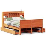 vidaXL Lit bibliothèque sans matelas cire marron 160x200 cm pin massif