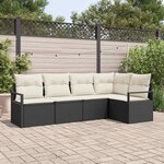 vidaXL Ensemble de canapé de jardin 5 Pièces Noir Poly rotin