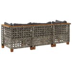vidaXL Canapé de jardin avec coussins 3 places gris résine tressée