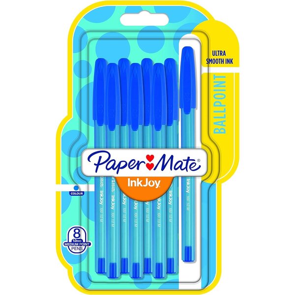 Stylo à bille InkJoy 100  blister de 8  bleu Paper Mate