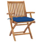 vidaXL Chaises de jardin lot de 2 et coussins bleu Bois de teck massif